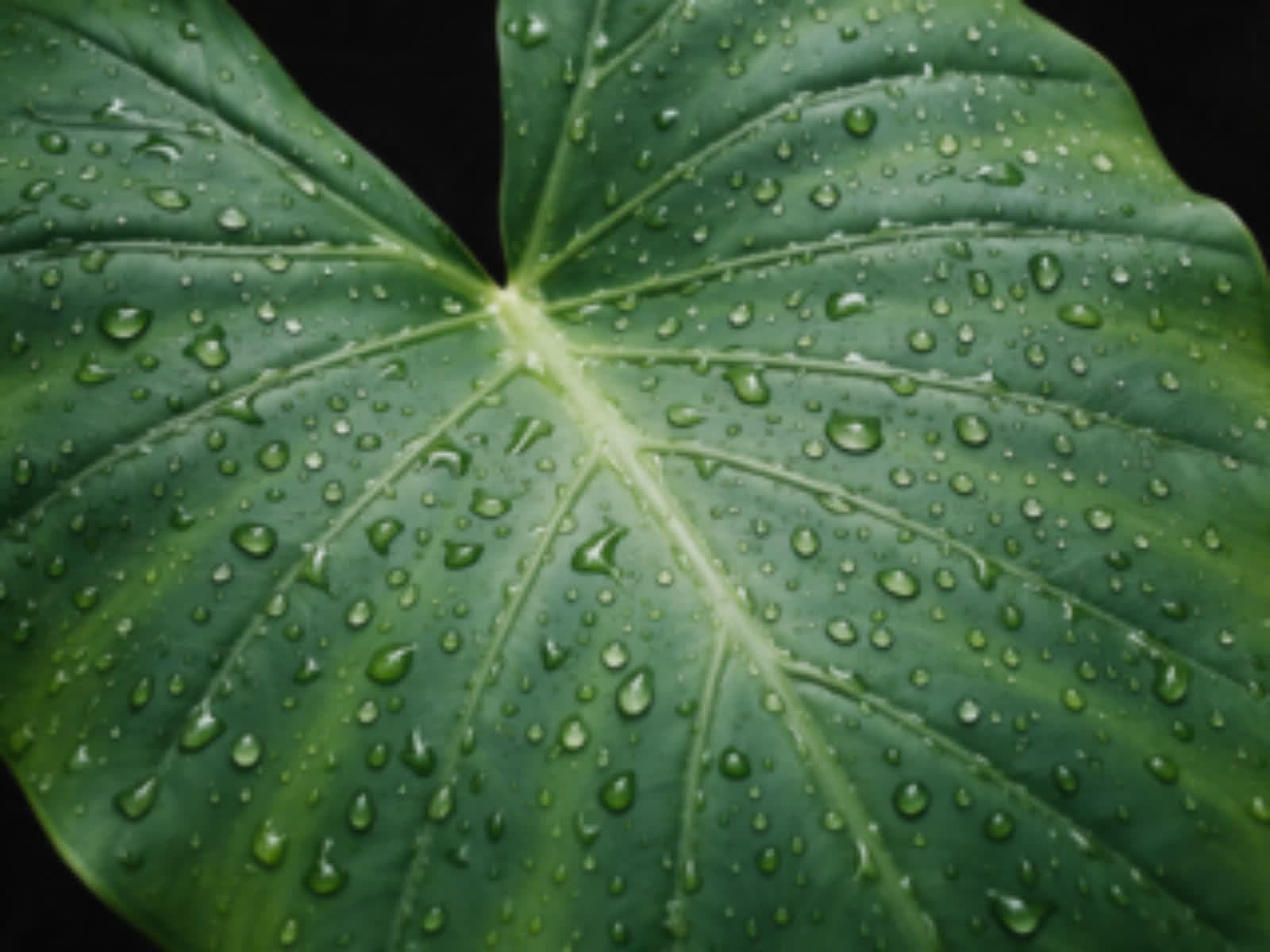 Soft, low resolution close up of a leaf with water drops